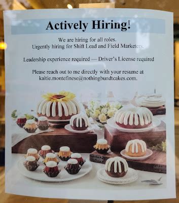 Day Baker Jobs. . Nothing bundt cake hiring